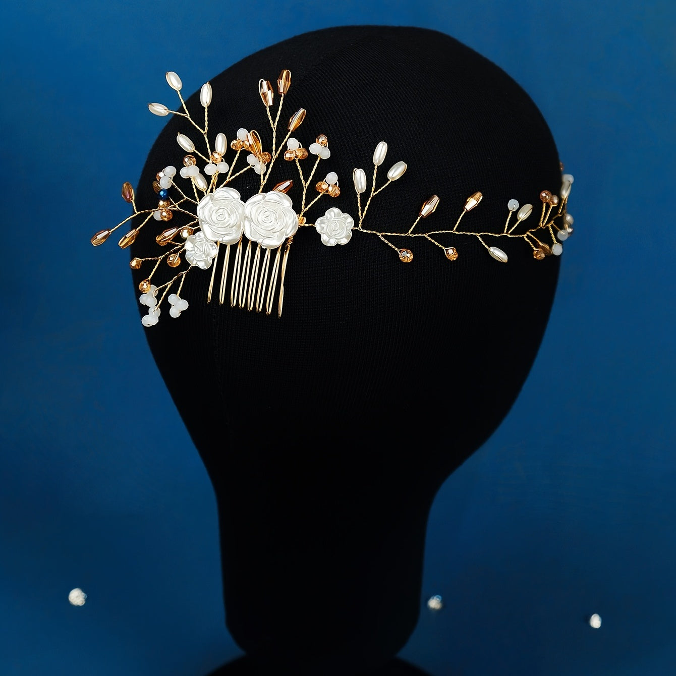Golden Faux Pearl Flower Hair Comb Party Favor Decorations