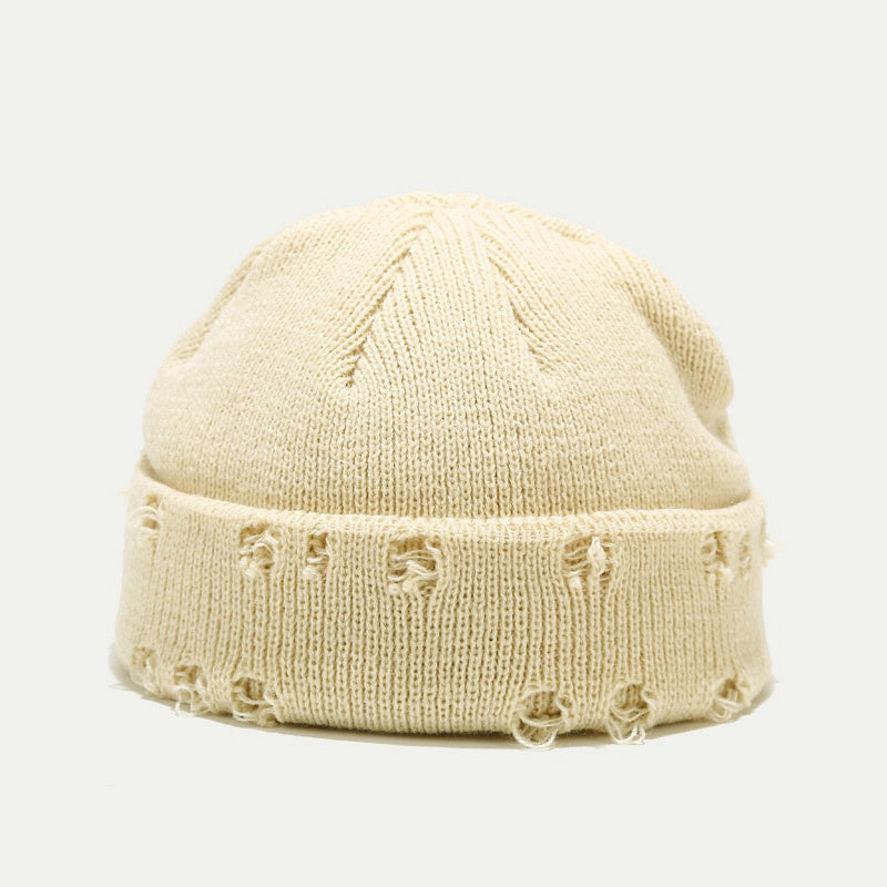 Ripped Knitted Hat Woolen Hat Embroidery Hip hop Cap Unisex