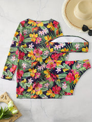 Vacay Bikini Set Plus Tropical Print Lace Cover Up & Tube Bra