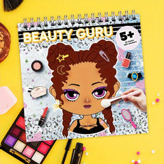 DIY Beauty Art Coloring Book for Kids with Makeup Stickers