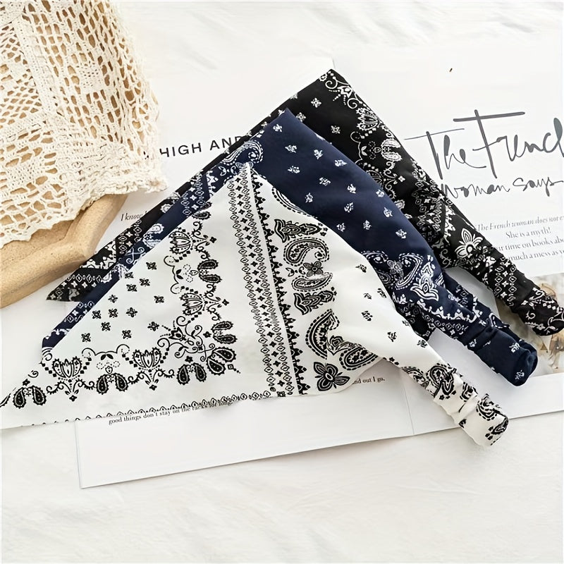 Paisley Print Bandana Candy Elastic Triangle Headscarf Hijab Turban Cap