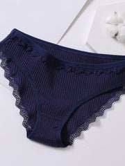 4pcs Womens Seamless Panties Lace Trim Cotton Briefs