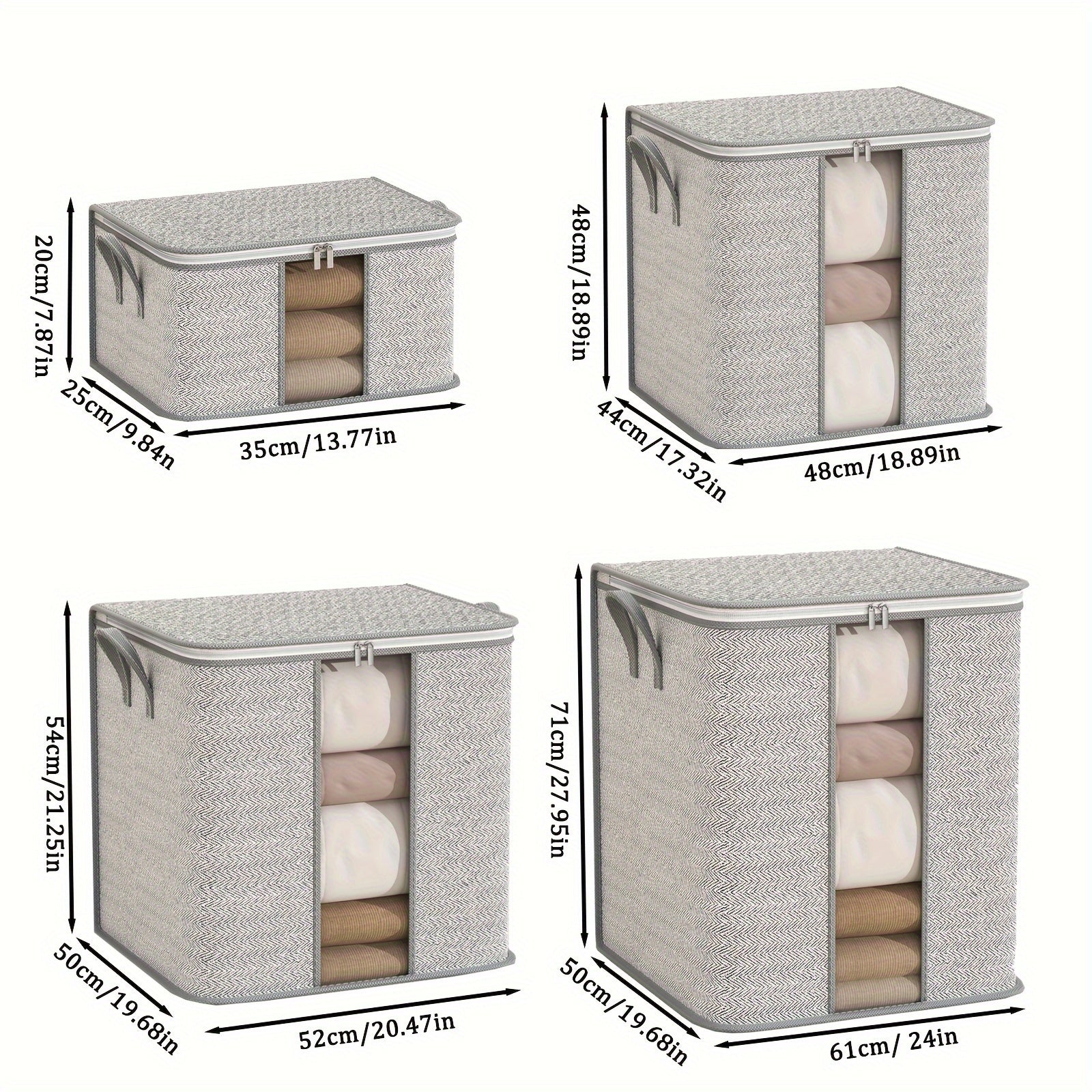 1pc Clothes Storage Bag With Handles & Window Non Woven Fabric Clothes Bag