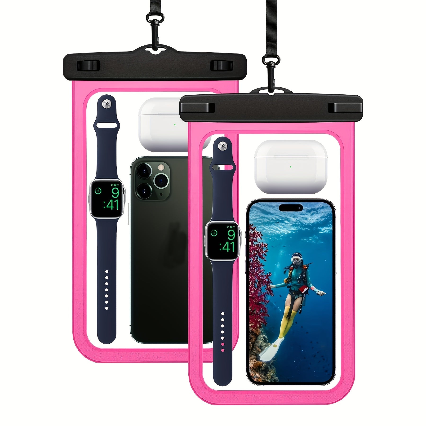 IPX8 Waterproof Bag for Large Phones, PVC Touch Screen Storage