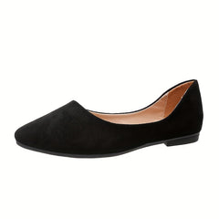 Women's Pointed Toe Ballet Flats Micro Suede Slip On Shoes