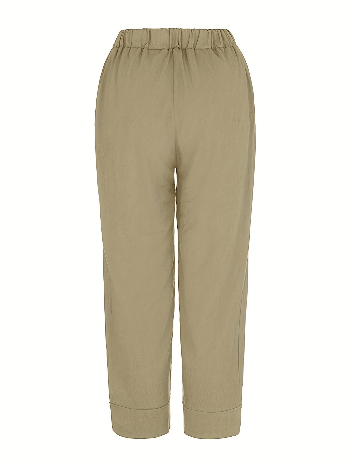 Button Front Cropped Pants for Women