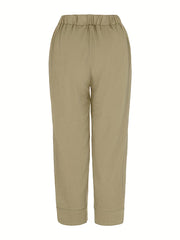 Button Front Cropped Pants for Women