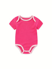 Summer Solid Short Sleeve Baby Bodysuit Cotton Soft 0-12Months Unisex