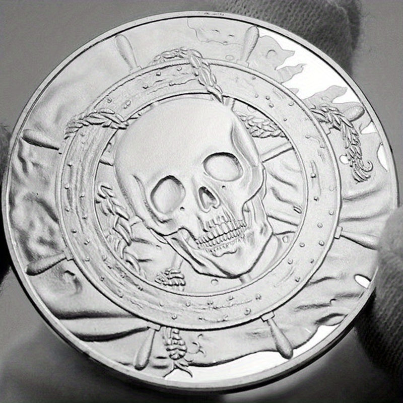 Skeleton Pirate Whale Silver Coin with Skull