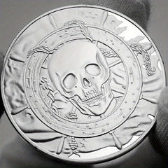 Skeleton Pirate Whale Silver Coin with Skull