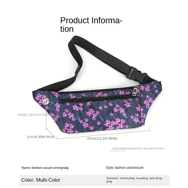 Flower Print Waist Bag for Outdoor Activities