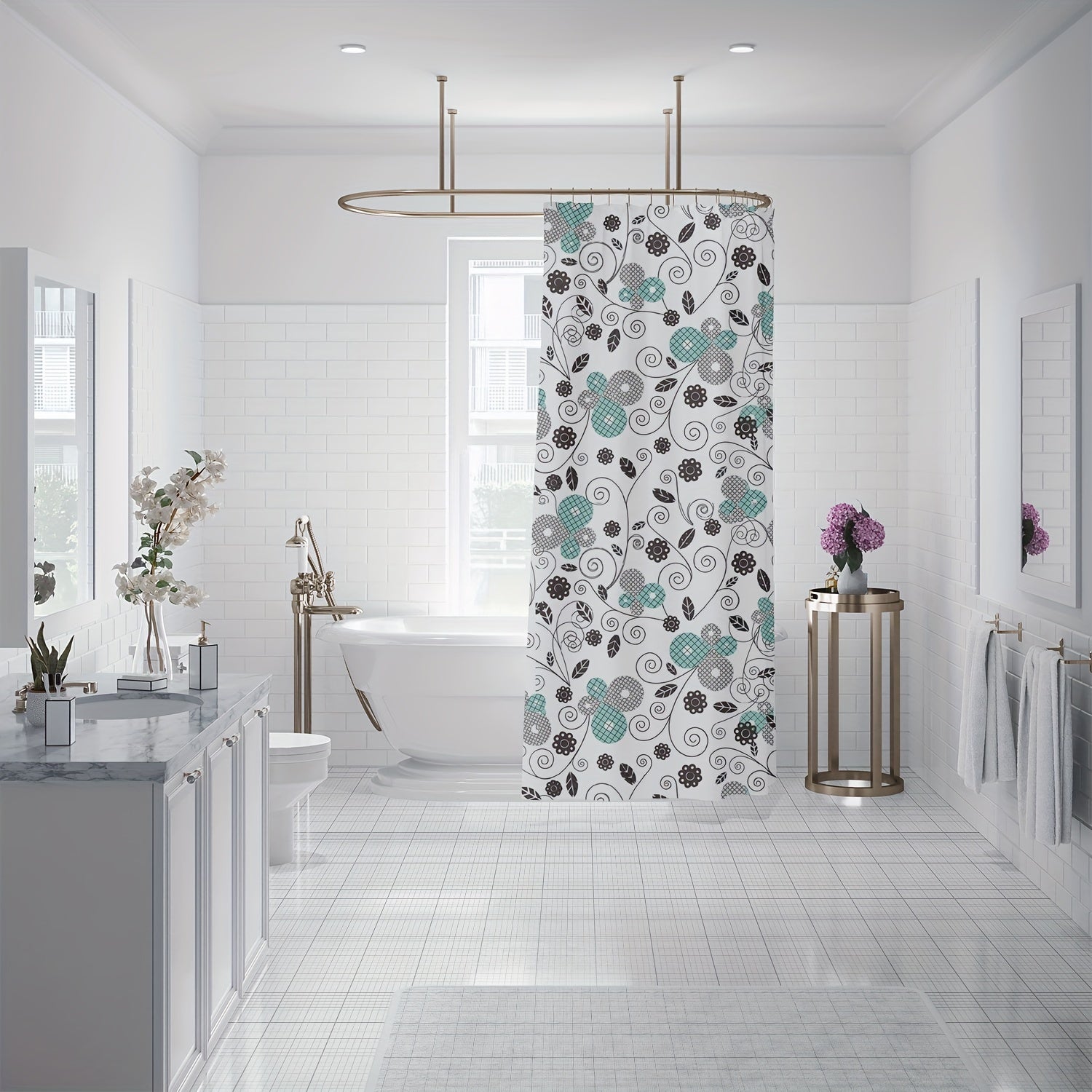Waterproof Butterfly Shower Curtain, Mildew-Proof Fabric for Bathroom Decor