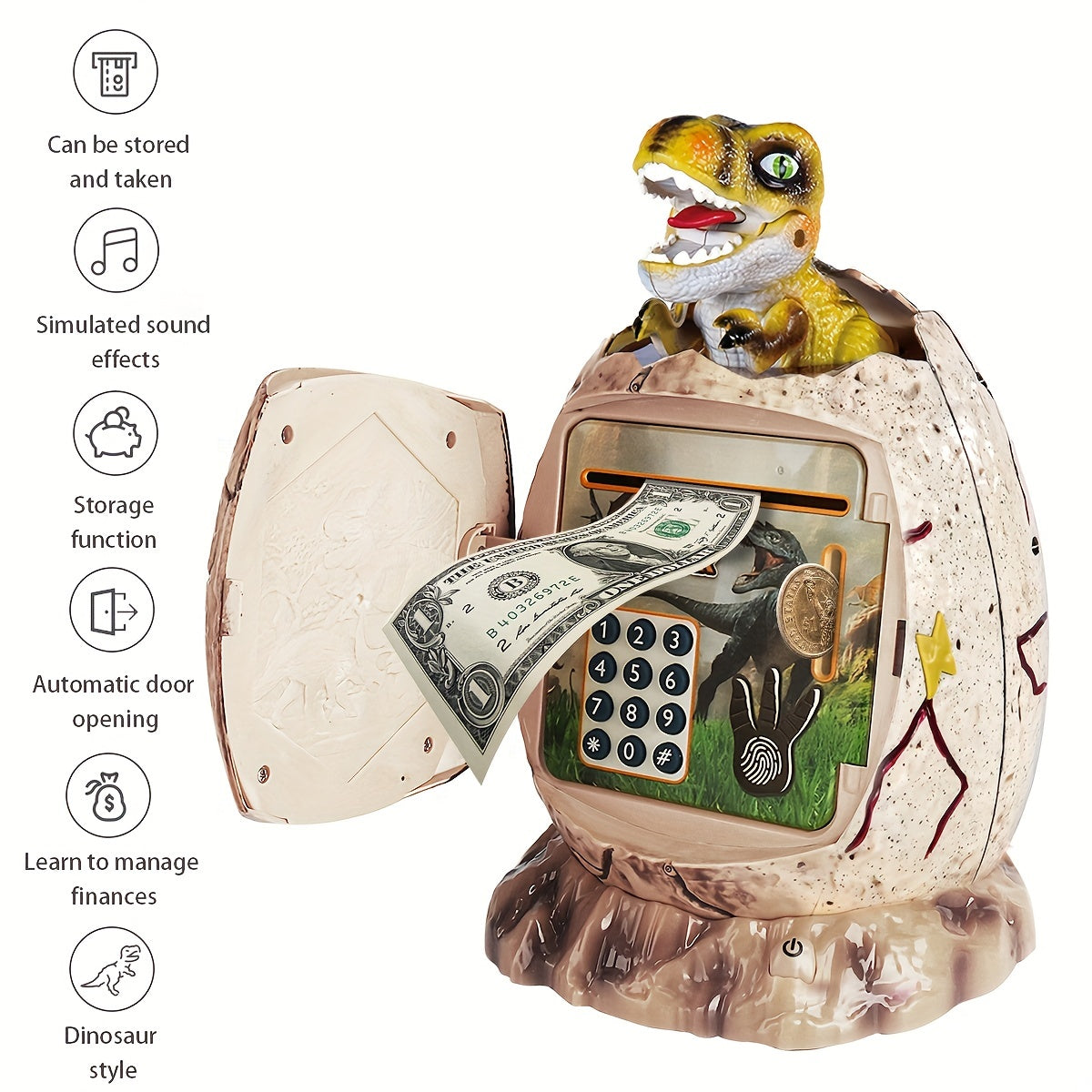 Dino Piggy Bank Kids Shatterproof Coin Bank Birthday Christmas Baby Shower