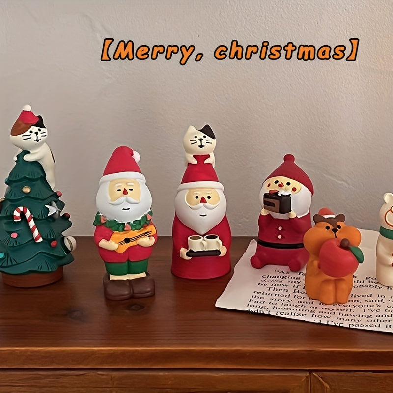 Cat Santa Claus Guitar Resin Ornament - Christmas Home Decoration