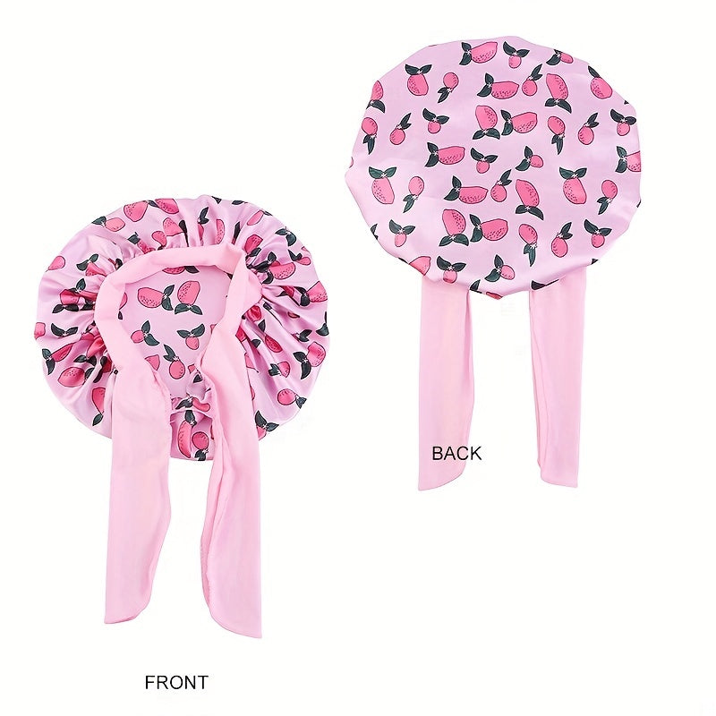Baby Strawberry Mango Graphic Bow Hair Bonnet Sleeping Hat