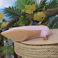 Women's Square Buckle Kitten Heels Slip On Low Pumps