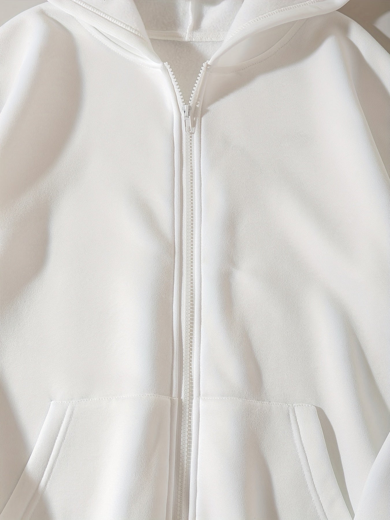 Solid Zip Up Hoodie Casual Long Sleeve Hoodies Sweatshirt With Pockets