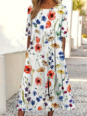 Casual Dress Women's Plus Floral Print Ruched Dress