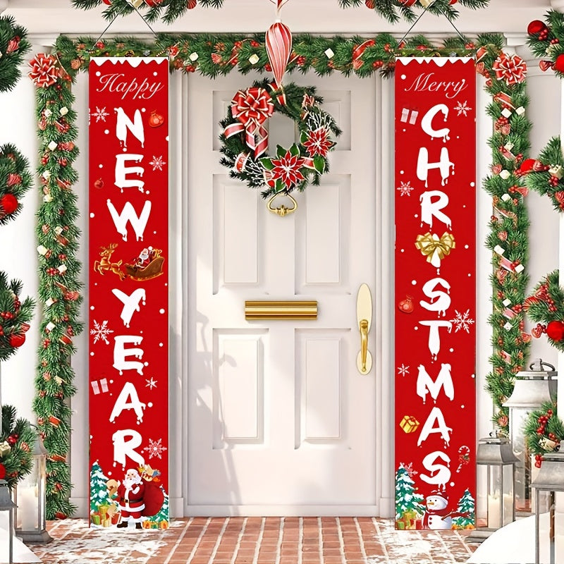 Christmas Porch Banner Sign Decorations Hanging Ornaments Door Decor