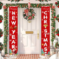 Christmas Porch Banner Sign Decorations Hanging Ornaments Door Decor