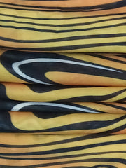 Abstract Stripe Print Side Tie Ruched Bodycon Midi Dress