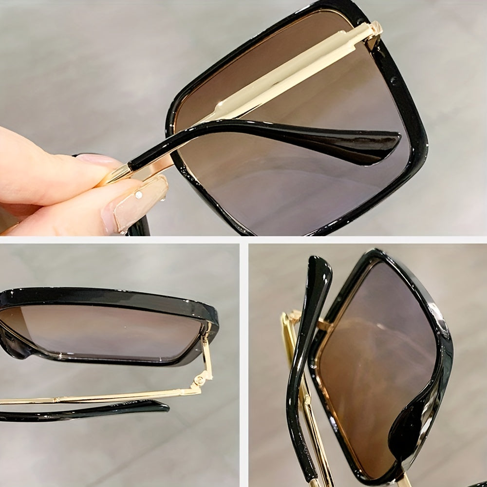 Oversized Square Frame Sunglasses Gradient Lens Y2K Style Eyewear
