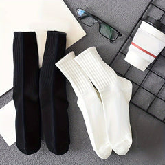 6 Pairs Men's Solid Crew Socks Breathable Casual Unisex Outdoor Socks