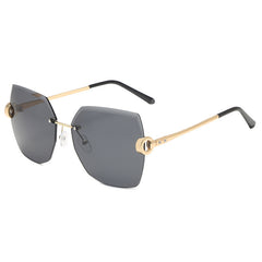 Rimless Sunglasses Women Metal Frame Tined Lens Oversize Frame