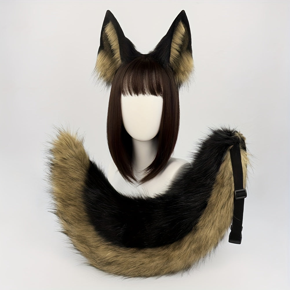 Wolf Dog Cosplay Set Ears Headband & Tail Halloween Masquerade Parties