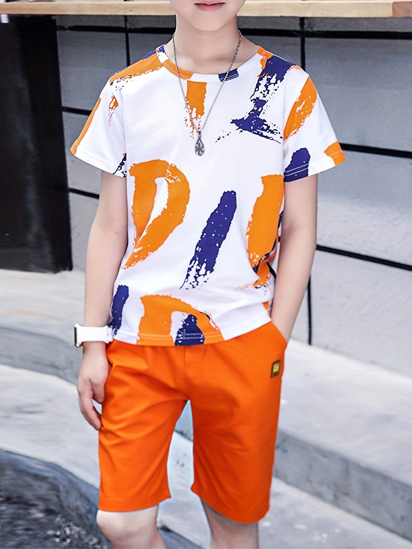 Boys Teen Graffiti T-shirt & Shorts for Summer