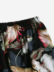 Tropical Print Joggers Elastic Waist Loose Pajamas Pants