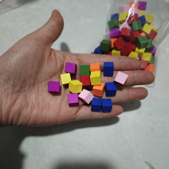 50-100pcs 10mm Wood Cubes Colorful Dice Chess Pieces Right Angle