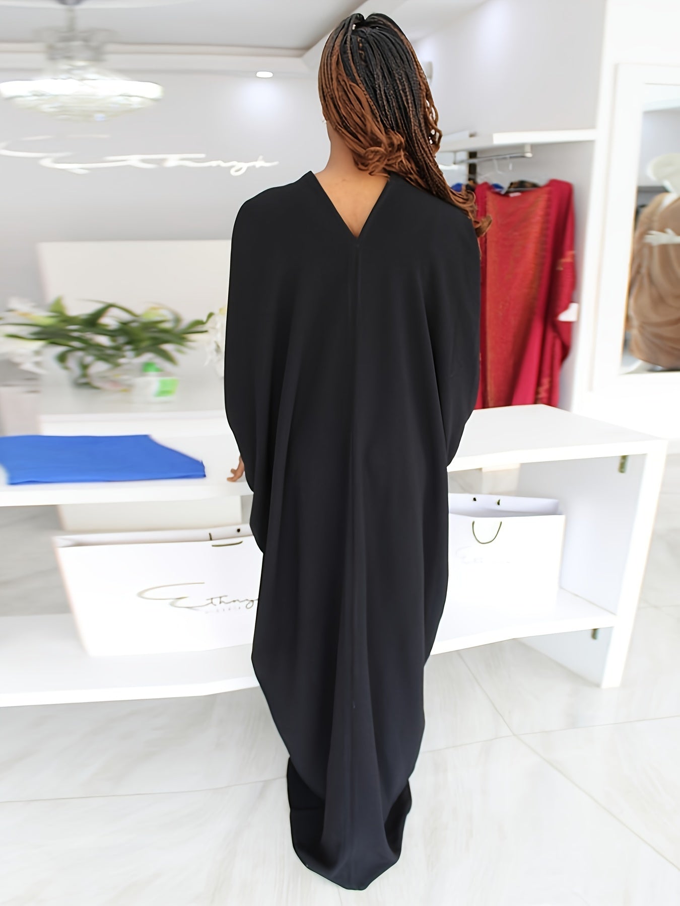 Plus Solid V Neck Maxi Ruched Stretch Tank Dress