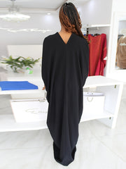 Plus Solid V Neck Maxi Ruched Stretch Tank Dress