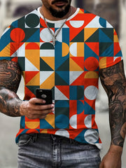 Men's Geometry Graphic T shirt 3D Print Comfy Stretch Slim fit Tee Top