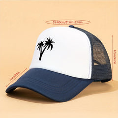 Coconut Tree Print Mesh Baseball Cap for Men