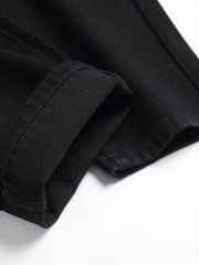 Men's Wing Embroidery Jeans Distressed Denim Pants