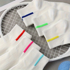 6 Pairs Striped Crew Socks Comfy & Breathable Women's Stockings