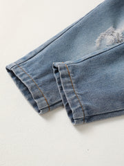 Baby Boys Ripped Denim Suspender Pants Jeans