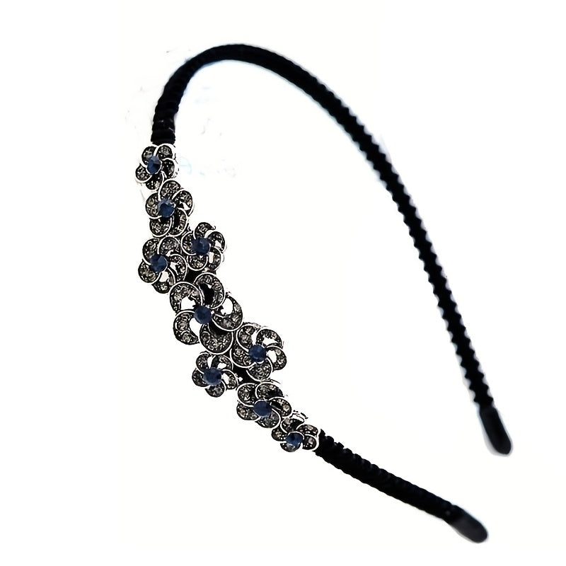 Crystal Flower Hair Band Head Jewelry Rhinestone Non Slip Hair Hoop