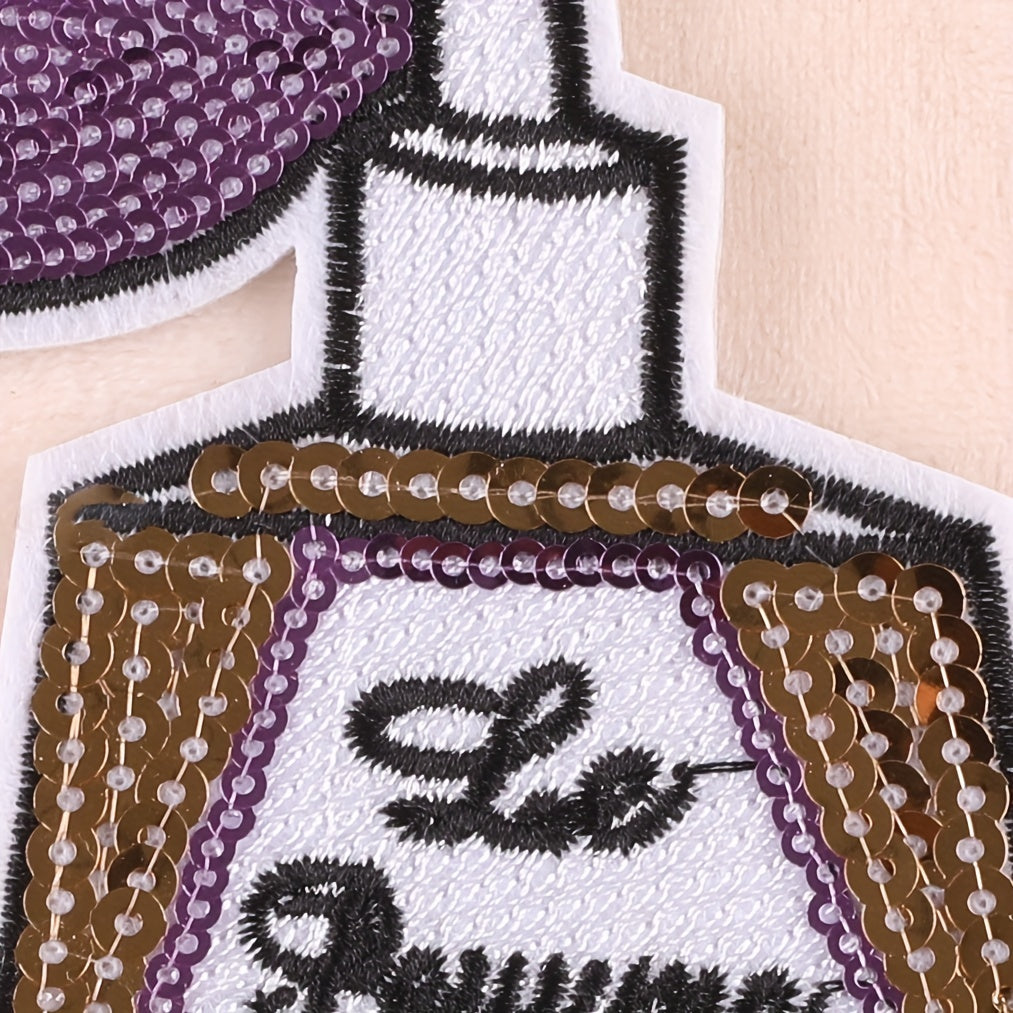 2pcs Sequins Lipstick Embroidered Iron-On Patches for Girls