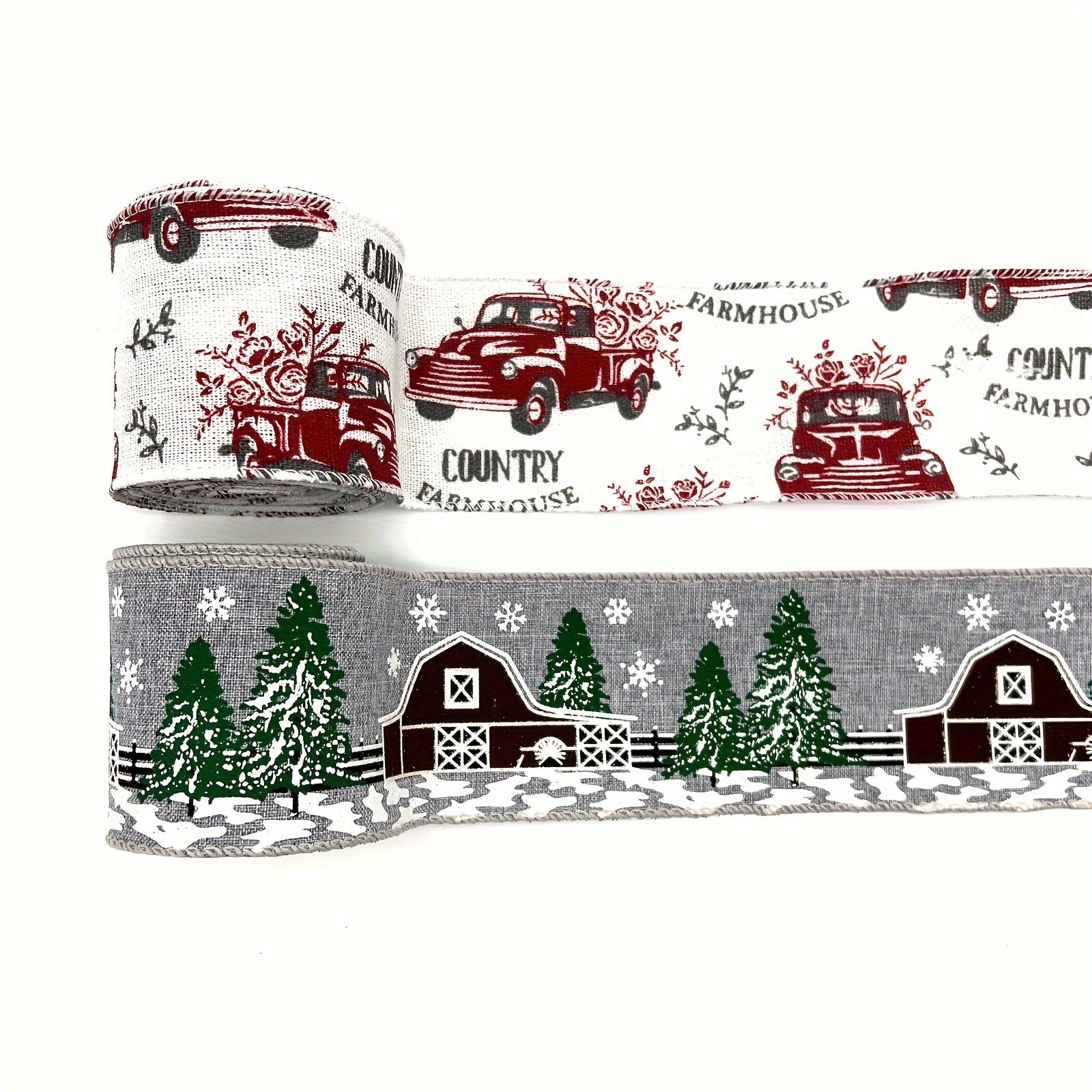 4.57M Merry Christmas Wired Edge Ribbon for Holiday Decor