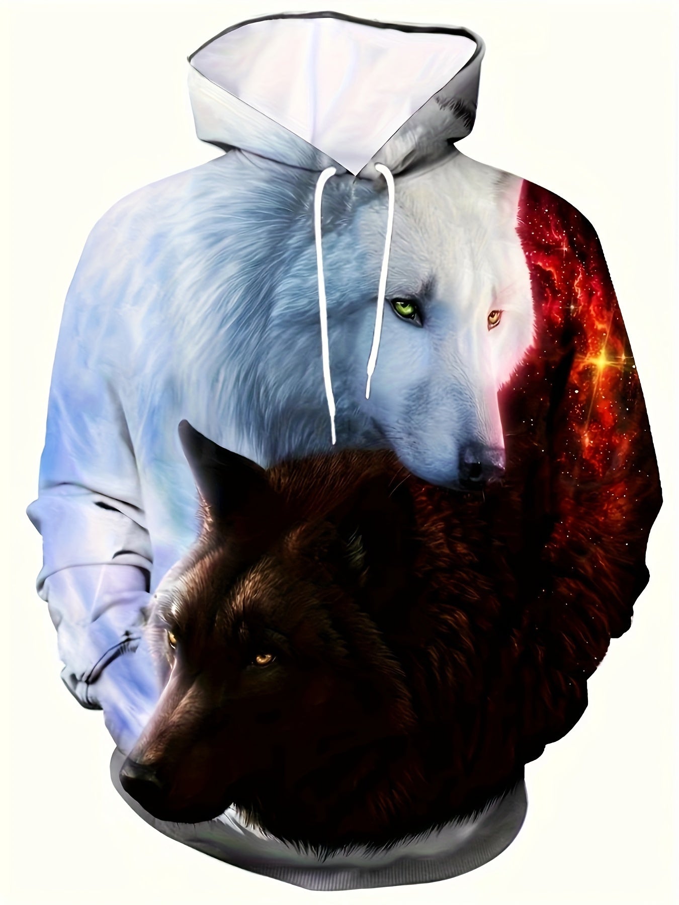 Wolf 3D Print Hoodies Men Graphic Hoodie Kangaroo Pocket Loose Hooded Pullover