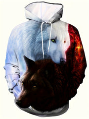 Wolf 3D Print Hoodies Men Graphic Hoodie Kangaroo Pocket Loose Hooded Pullover