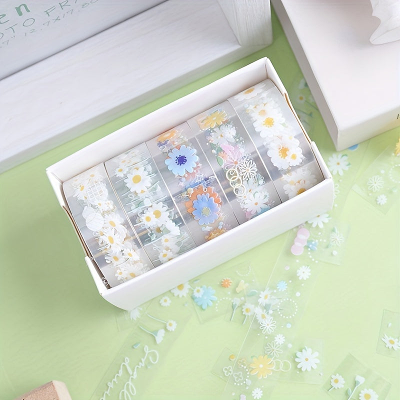 Adhesive Tape Transparent Flower Daisy Pattern Decorative Sticker Clear Tape