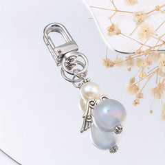 Faux Pearl Angel Keychain Purse Bag Ornament Gift
