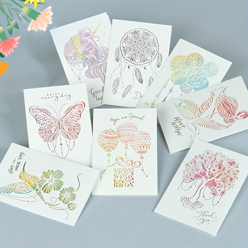 Romantic Hollow Out Greeting Card - Modern Paper Carve Blessing Message Card