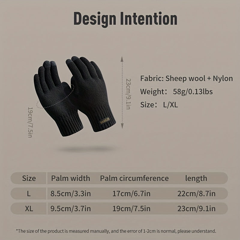 Winter Wool Knitted Gloves Windproof Outdoor Cycling Velvet Thickened Warm