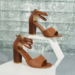 Block Heeled Sandals Braided Back Zipper Pumps Comfortable Heels