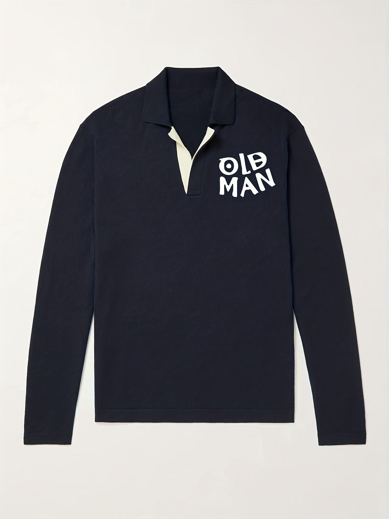 OLD MAN Knit Polo Shirt Men's Casual Stretch V Neck Sweater